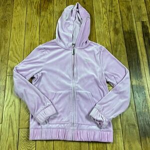 Juicy Couture Kids Velour Zip Up Hoodie Light‎ Pink Rhinestone Logo Size L 12/14
